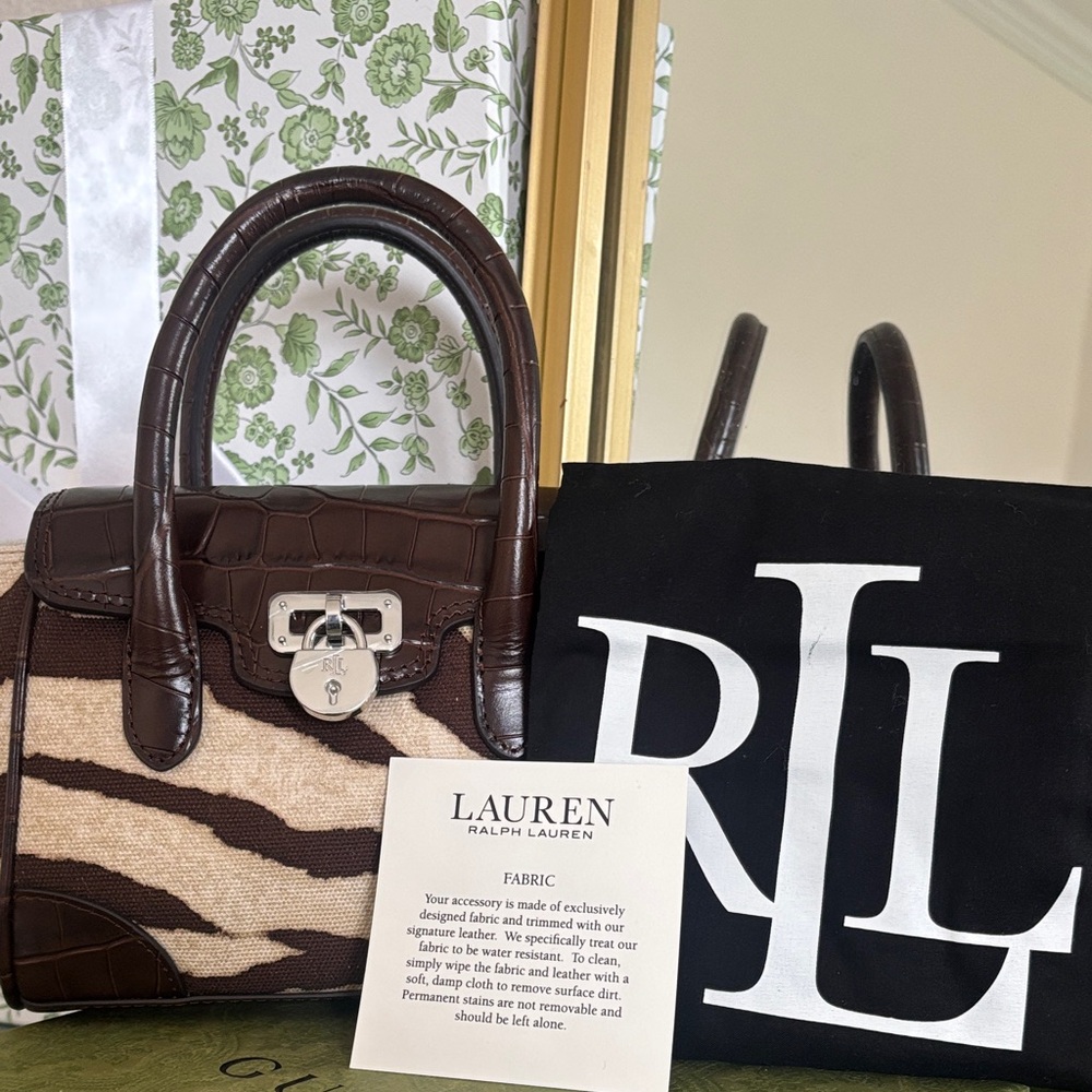 Lauren Ralph Lauren Brown and Cream Zebra-Print Satchel - Picture 8 of 8